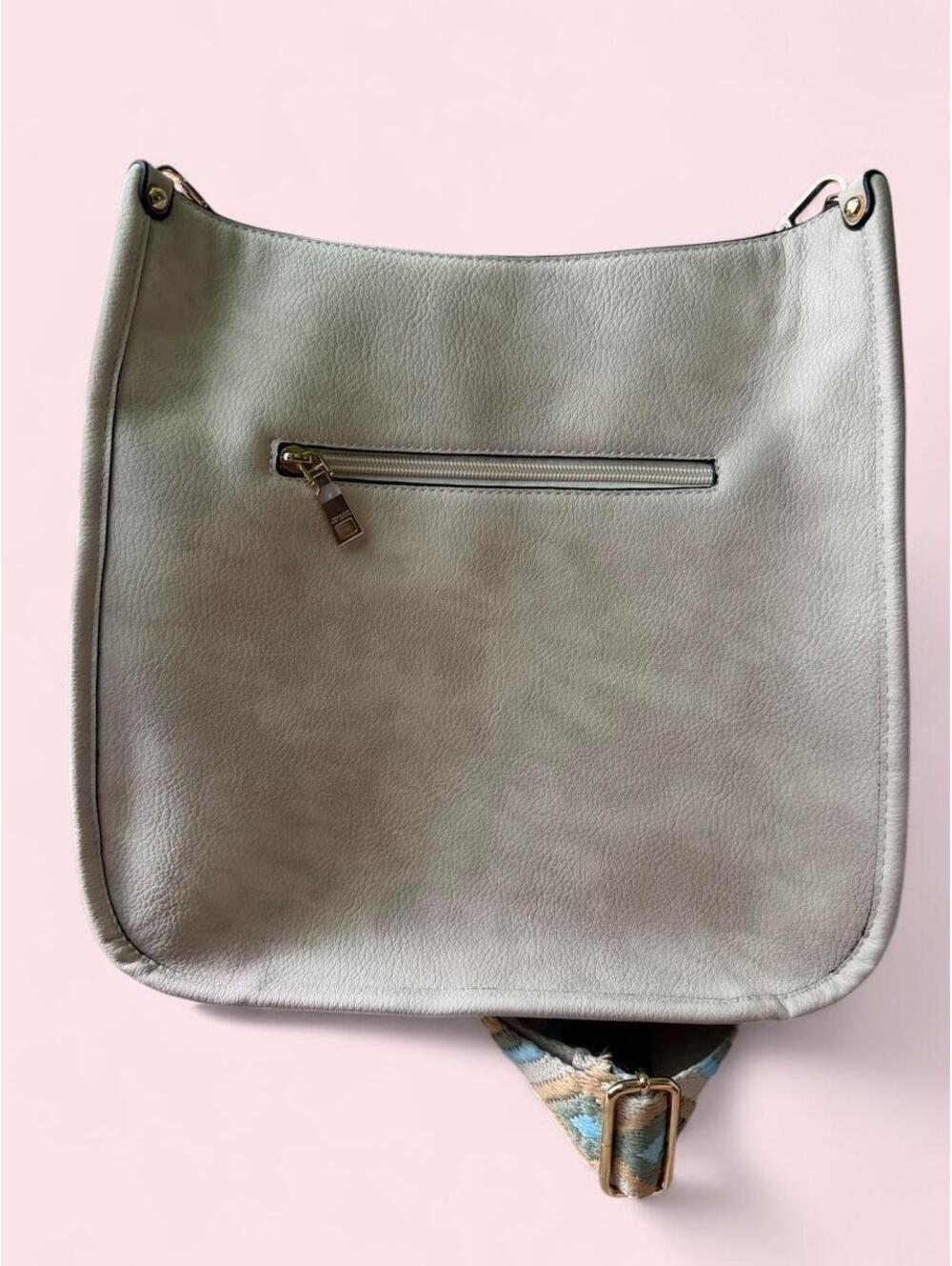 Jen & Co. Beige Boho Embroidered Strap Crossbody Bag